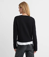 Petite Poplin Ruffle Sweater Jacket