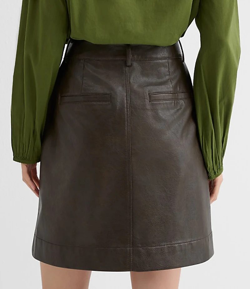 Distressed Faux Leather Pocket Mini Skirt