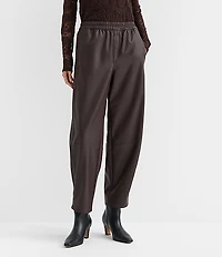 Petite Pull On Barrel Pants in Faux Leather