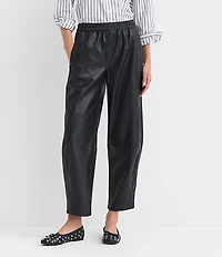 Petite Pull On Barrel Pants Faux Leather