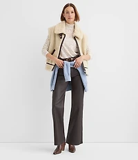 Crackle Faux Suede & Shearling Pocket Vest