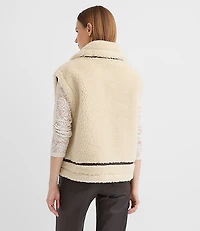 Crackle Faux Suede & Shearling Pocket Vest