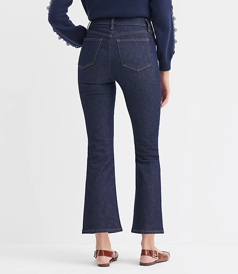 Curvy Patch Pocket High Rise Kick Crop Jeans Classic Rinse Wash