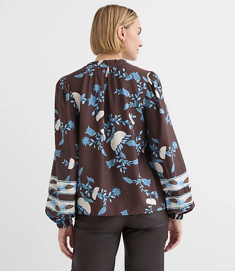 Garden Ruffle Split Neck Blouse