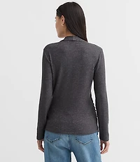 Petite Heathered Button Side Ruched Top