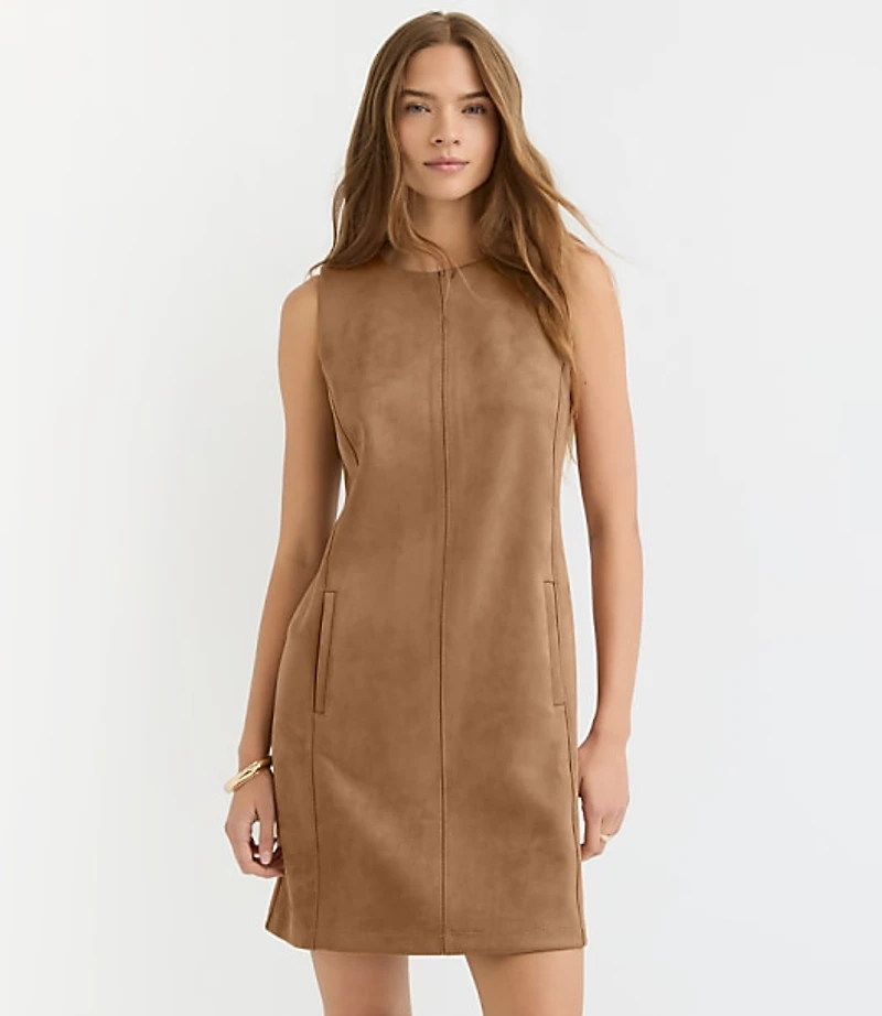 Petite Faux Suede Mini Pocket Dress