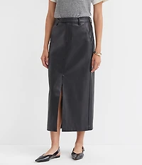 Faux Leather Midi Pocket Skirt