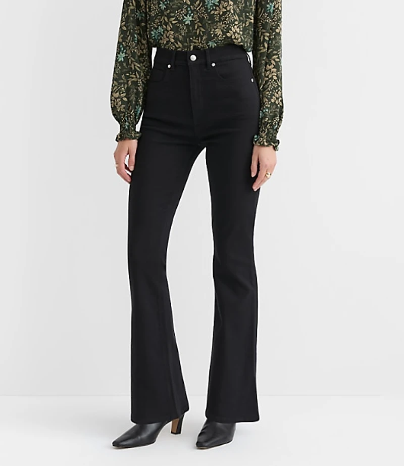 Petite High Rise Slim Flare Jeans in Jet Black Wash