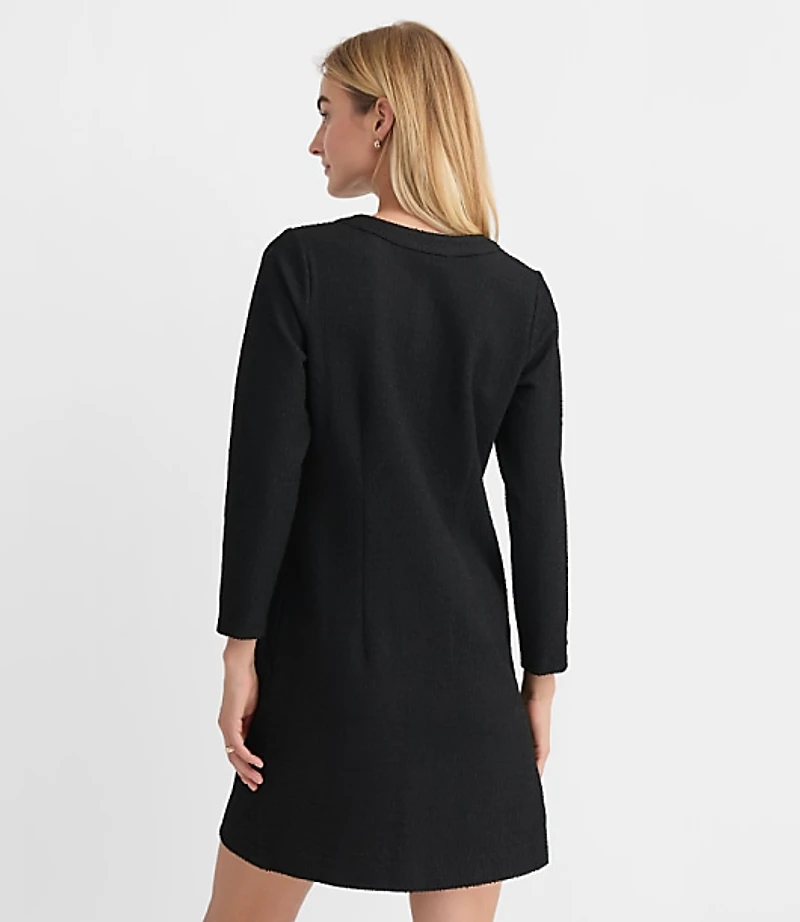 Petite Tweed Button Mini Pocket Dress