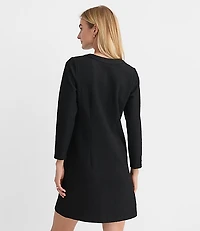 Petite Tweed Button Mini Pocket Dress