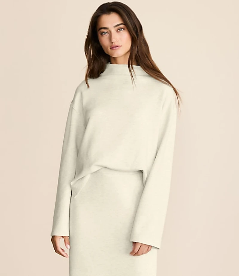 Lou & Grey Heathered Scubasoft Mock Neck Top