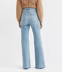Petite Let Down Hem High Rise Relaxed Flare Jeans Vintage Light Indigo Wash