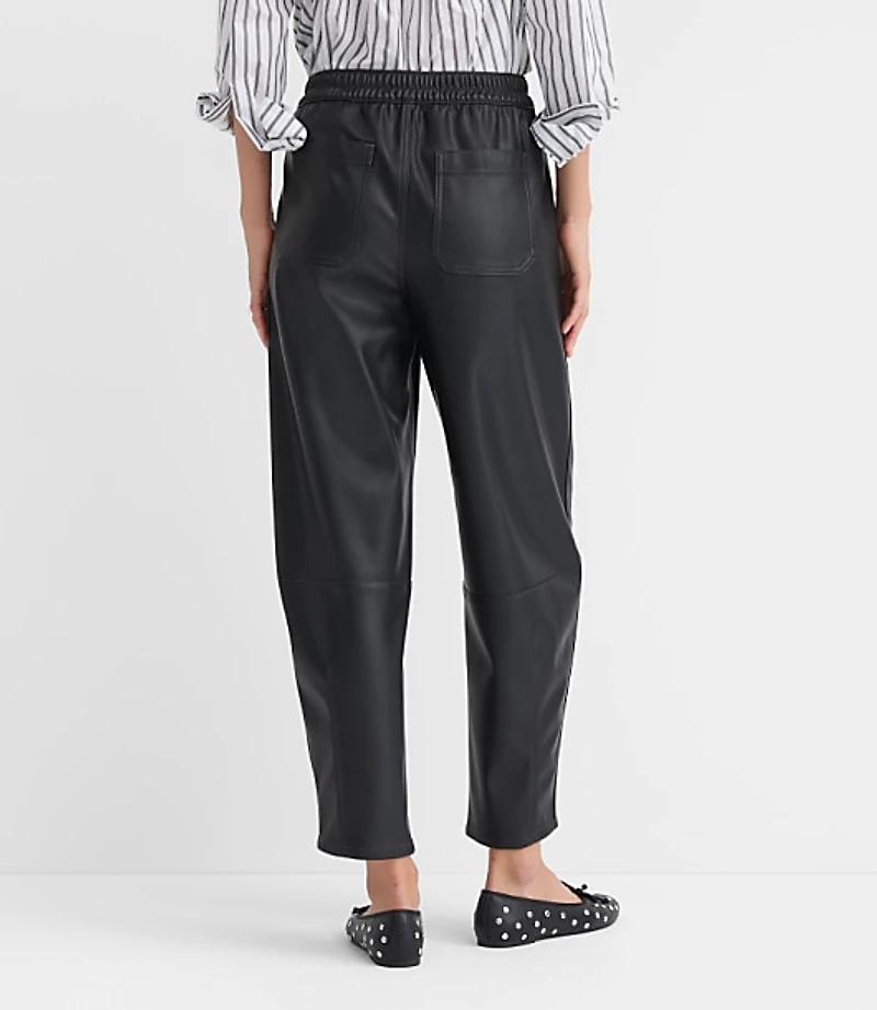 Tall Pull On Barrel Pants Faux Leather