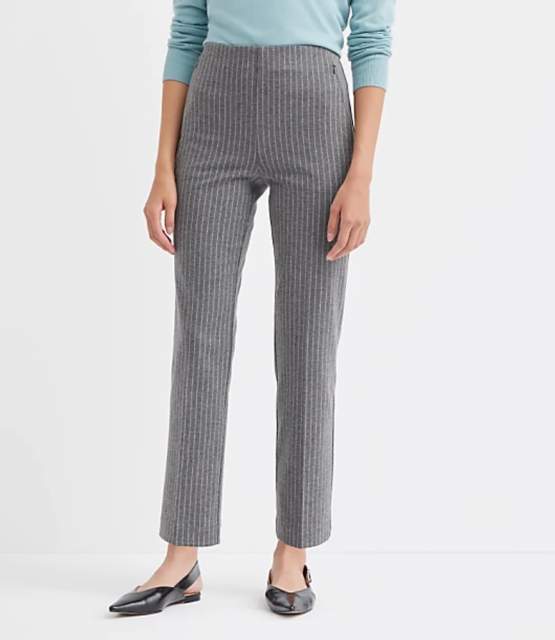 Petite Zip Pocket Straight Pants Stripe