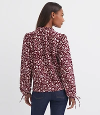 Floral Ruffle Tie Cuff Top