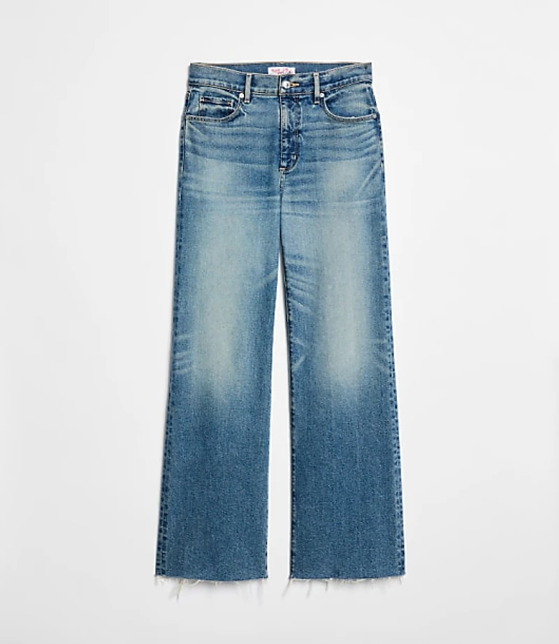Frayed High Rise Wide Leg Jeans
