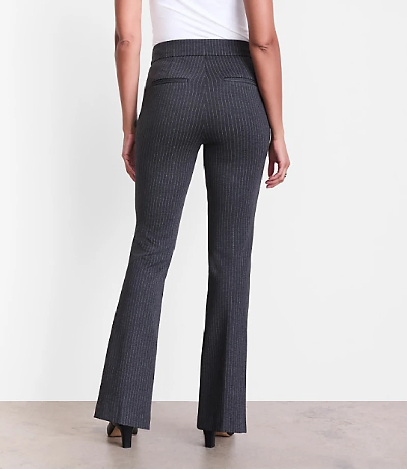 Curvy LOFT Versa Pintucked Ponte Flare Pants Pinstripe