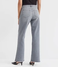 Curvy Mid Rise Relaxed Straight Jeans Grey