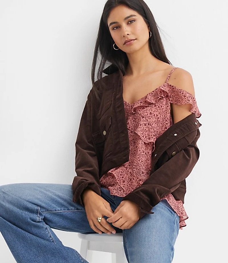 Floral Ruffle Off The Shoulder Cami