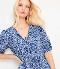 Floral Poplin Bow Mini Pocket Dress