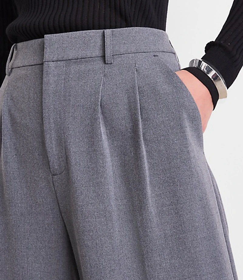 Curvy LOFT Versa Seasonless Stretch Double Pleat Wide Leg Pants Heather