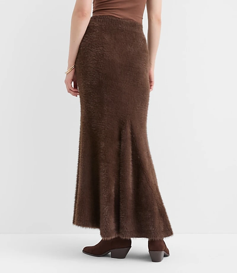 Fuzzy Godet Maxi Skirt