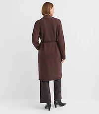 Faux Leather Belted Pocket Coatigan