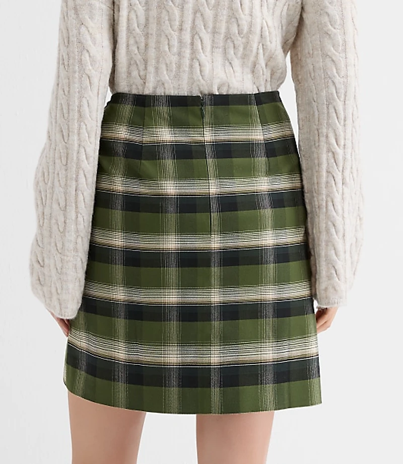 Petite Plaid Brushed Flannel Twist Mini Skirt