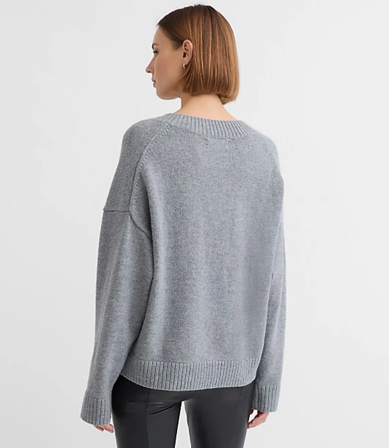 Petite Heathered Slouchy V-Neck Sweater