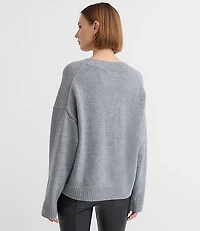 Petite Heathered Slouchy V-Neck Sweater