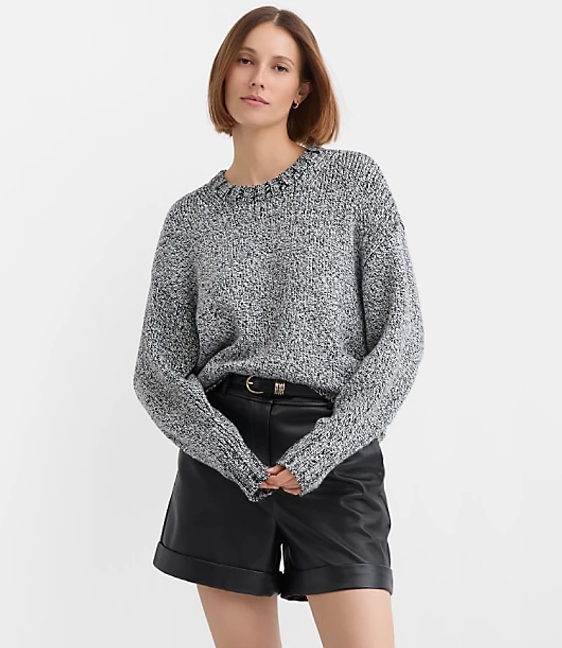 Petite Shimmer Marled Elliptical Hem Sweater