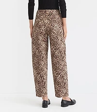 Petite High Rise Barrel Jeans Leopard Print