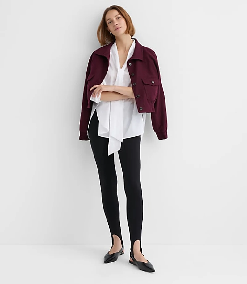 Petite Bow Poplin Tunic Blouse