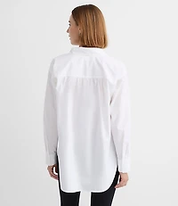 Petite Bow Poplin Tunic Blouse