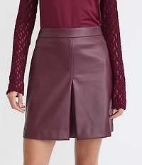 Petite Faux Leather Pleated Mini Skirt