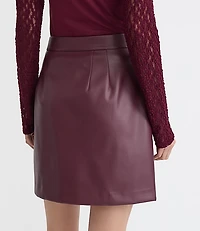 Petite Faux Leather Pleated Mini Skirt