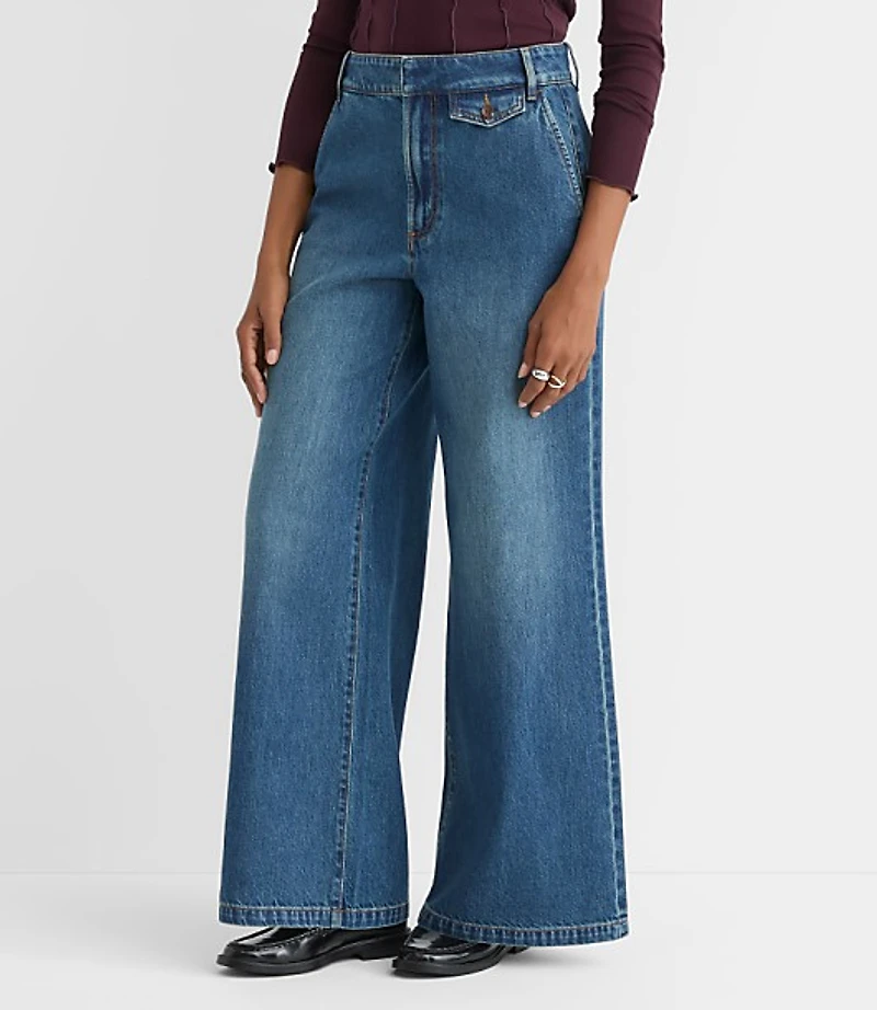 High Rise Trouser Jeans Vintage Mid Wash