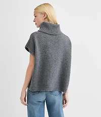 Sparkle Embellished Turtleneck Poncho Sweater