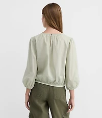 Lace Trim Eyelet Blouse
