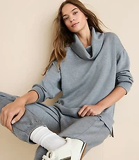 Petite Lou & Grey Heathered Scubasoft Cowl Neck Tunic Top