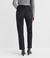 Petite Studded High Rise Straight Jeans Washed Black