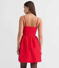 Bow Strappy Mini Pocket Dress