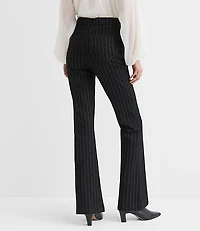 Petite High Rise Slim Flare Jeans Black Shimmer Pinstripe