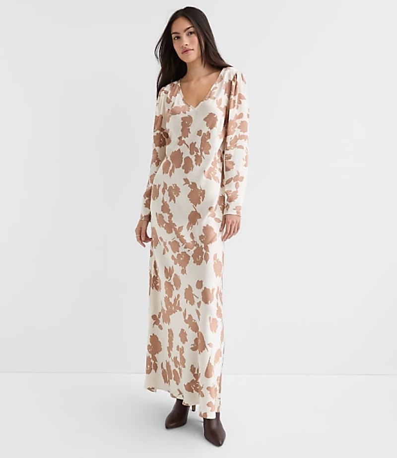Floral V-Neck Bias Maxi Dress