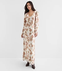 Floral V-Neck Bias Maxi Dress