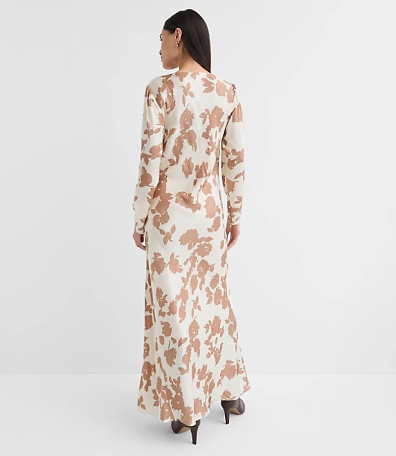 Floral V-Neck Bias Maxi Dress