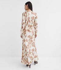 Floral V-Neck Bias Maxi Dress