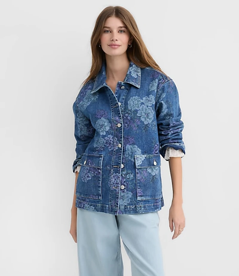 Floral Denim Chore Jacket