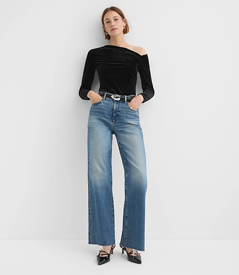 Petite Velour One Shoulder Top