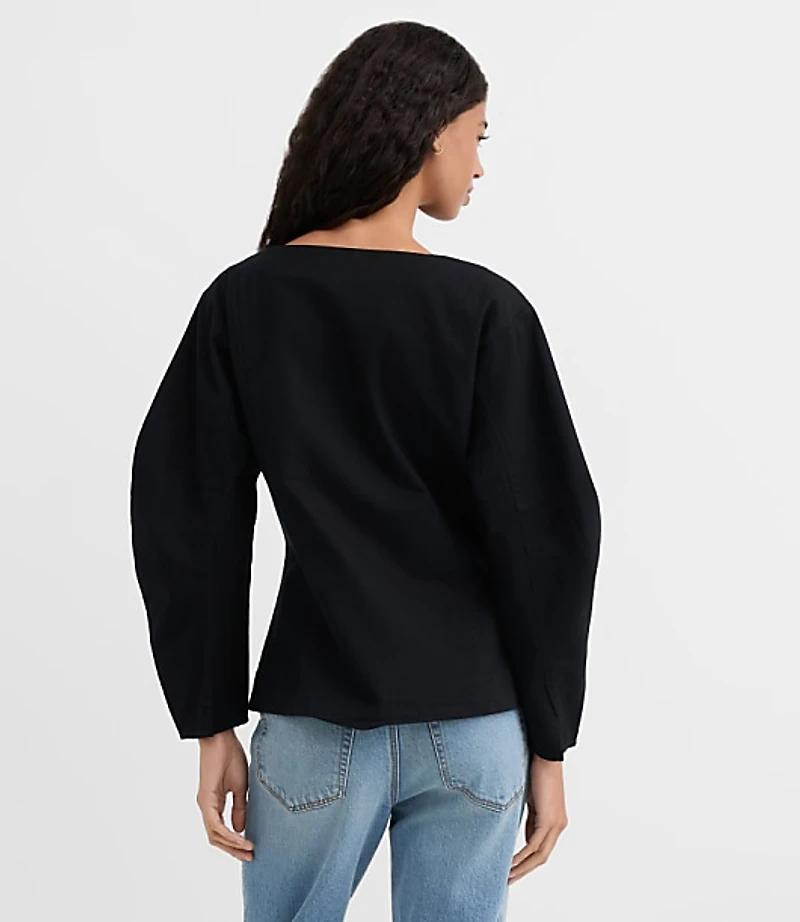 Seamed Barrel Sleeve Button Top